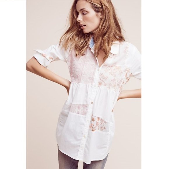 Anthropologie Tops - Anthropologie Maeve Mavis Patchwork Buttondown